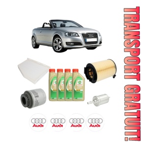 Set Pachet filtre revizie Bosch, 4 litrii ulei Castrol 5W30 AUDI A3 Convertible (8P7) 1.2 TFSI din 2010-2013, 4x Stickere auto cu AUDI