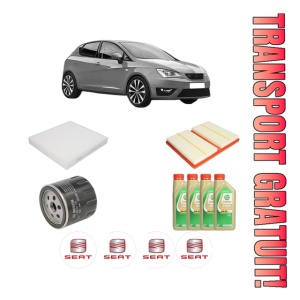Set Pachet filtre revizie Bosch, 4 litrii ulei Castrol 5W30 SEAT IBIZA V (KJ1, KJG) 1.0 TGI din 2017, 4x Stickere auto cu SEAT