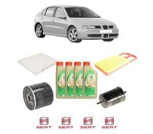 Set Pachet filtre revizie Bosch, 4 litrii ulei Castrol 5W30 SEAT LEON (1M1) 1.6 16 V din 2000-2006, 4x Stickere auto cu SEAT - Img 2