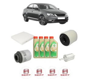 Set Pachet filtre revizie Bosch, 4 litrii ulei Castrol 5W30 SEAT TOLEDO IV (KG3) 1.2 TSI din 2012-2015, 4x Stickere auto cu SEAT - Img 2