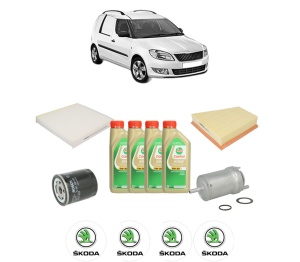 Set Pachet filtre revizie Bosch, 4 litrii ulei Castrol 5W30 SKODA FABIA I Praktik (6Y5) 1.4 din 2001-2003, 4x Stickere auto cu SKODA - Img 2