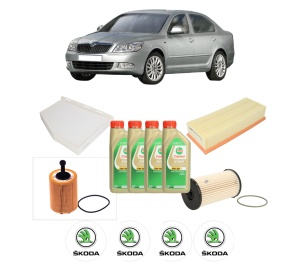 Set Pachet filtre revizie Bosch, 4 litrii ulei Castrol 5W30 SKODA Octavia II (1Z3) 2.0 TDI din 2004-2010, 4x Stickere auto cu SKODA - Img 2