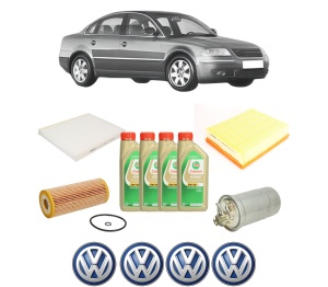 Set Pachet filtre revizie Bosch, 4 litrii ulei Castrol 5W30 Volkswagen PASSAT B5.5 (3B3) 2.0 TDI din 2003-2005, 4x Stickere auto cu Volkswagen - Img 2