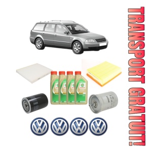 Set Pachet filtre revizie Bosch, 4 litrii ulei Castrol 5W30 Volkswagen PASSAT B5.5 Variant (3B6) 1.8 T 20V din 2000-2005, 4x Stickere auto cu Volkswagen