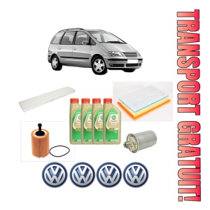 Set Pachet filtre revizie Bosch, 4 litrii ulei Castrol 5W30 Volkswagen SHARAN (7M8, 7M9, 7M6) 2.0 TDI din 2005-2010, 4x Stickere auto cu Volkswagen