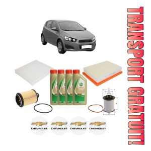 Set Pachet filtre revizie Bosch, 4 litrii ulei Castrol 5W40 CHEVROLET AVEO Hatchback (T300) 1.3 D din 2011-2015, 4x Stickere auto cu CHEVROLET