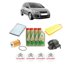 Set Pachet filtre revizie Bosch, 4 litrii ulei Castrol 5W40 CITROEN C2 (JM_) 1.4 HDi din 2003-2005, 4x Stickere auto cu CITROEN - Img 2