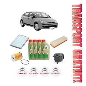 Set Pachet filtre revizie Bosch, 4 litrii ulei Castrol 5W40 CITROEN C4 I (LC_) 1.6 HDi din 2004-2011, 4x Stickere auto cu CITROEN