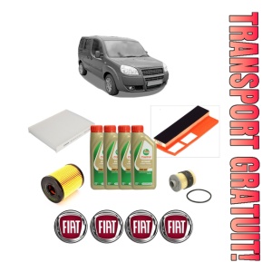 Set Pachet filtre revizie Bosch, 4 litrii ulei Castrol 5W40 FIAT DOBLO MPV (119_, 223_) 1.3 D Multijet din 2005, 4x Stickere auto cu FIAT