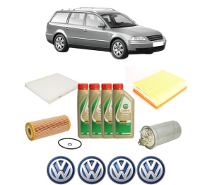 Set Pachet filtre revizie Bosch, 4 litrii ulei Castrol 5W40 Volkswagen PASSAT B5.5 Variant (3B6) 1.9 TDI din 2000-2005, 4x Stickere auto cu Volkswagen - Img 2