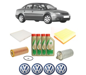 Set Pachet filtre revizie Bosch, 4 litrii ulei Castrol 5W40 Volkswagen PASSAT B5.5 (3B3) 1.9 TDI din 2000-2005, 4x Stickere auto cu Volkswagen - Img 2