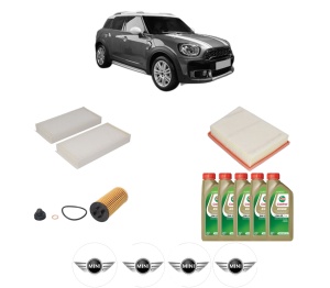 Set Pachet filtre revizie Bosch, 5 litrii ulei Castrol 0W20 MINI MINI COUNTRYMAN (F60) Cooper SE din 2020, 4x Stickere auto cu MINI - Img 2