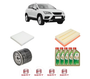 Set Pachet filtre revizie Bosch, 5 litrii ulei Castrol 0W20 SEAT ATECA (KH7, KHP) 1.5 TSI din 2018, 4x Stickere auto cu SEAT - Img 2