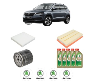 Set Pachet filtre revizie Bosch, 5 litrii ulei Castrol 0W20 SKODA KAROQ (NU7, ND7) 1.5 TSI din 2017, 4x Stickere auto cu SKODA - Img 2