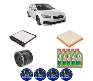 Set Pachet filtre revizie Bosch, 5 litrii ulei Castrol 0W20 SUBARU IMPREZA Hatchback (GT_) 2.0 i AWD (GT7) din 2016, 4x Stickere auto cu SUBARU - Img 2