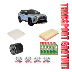 Set Pachet filtre revizie Bosch, 5 litrii ulei Castrol 0W20 TOYOTA RAV 4 V VAN (_A5_, _H5_) 2.5 Hybrid AWD (AXAH54) din 2018, 4x Stickere auto cu TOYOTA
