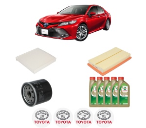 Set Pachet filtre revizie Bosch, 5 litrii ulei Castrol 0W20 TOYOTA CAMRY (_V7_, _VA7_, _VH7_) 2.5 Hybrid (AXVH71_, AXVH70, AXVH71R) din 2017, 4x Stickere auto cu TOYOTA - Img 2