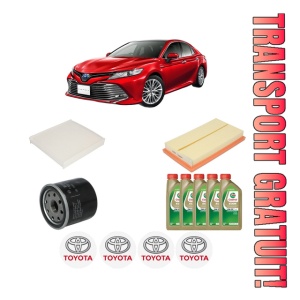Set Pachet filtre revizie Bosch, 5 litrii ulei Castrol 0W20 TOYOTA CAMRY (_V7_, _VA7_, _VH7_) 2.5 Hybrid (AXVH71_, AXVH70, AXVH71R) din 2017, 4x Stickere auto cu TOYOTA
