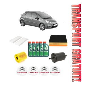 Set Pachet filtre revizie Bosch, 5 litrii ulei Castrol 10W40 CITROEN C4 PICASSO I MPV (UD_) 1.8 i 16V din 2007-2011, 4x Stickere auto cu CITROEN