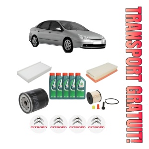Set Pachet filtre revizie Bosch, 5 litrii ulei Castrol 10W40 CITROEN C5 II (RC_) 2.2 HDi (RC4HXE) din 2004-2008, 4x Stickere auto cu CITROEN
