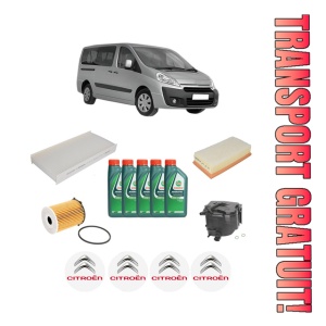 Set Pachet filtre revizie Bosch, 5 litrii ulei Castrol 10W40 CITROEN JUMPY II (VF7) 1.6 HDi 90 16V din 2007-2016, 4x Stickere auto cu CITROEN