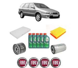 Set Pachet filtre revizie Bosch, 5 litrii ulei Castrol 10W40 FIAT MAREA Weekend (185_) 1.9 JTD 110 (185BXT1A) din 2000-2002, 4x Stickere auto cu FIAT - Img 2