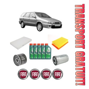 Set Pachet filtre revizie Bosch, 5 litrii ulei Castrol 10W40 FIAT MAREA Weekend (185_) 1.9 JTD 110 (185BXT1A) din 2000-2002, 4x Stickere auto cu FIAT