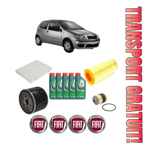 Set Pachet filtre revizie Bosch, 5 litrii ulei Castrol 10W40 FIAT PUNTO (188_) 1.9 JTD din 2003-2012, 4x Stickere auto cu FIAT