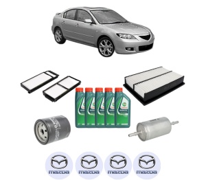 Set Pachet filtre revizie Bosch, 5 litrii ulei Castrol 10W40 MAZDA 3 Saloon (BK) 2.0 (BKEP) din 2003-2009, 4x Stickere auto cu MAZDA - Img 2