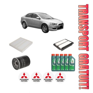 Set Pachet filtre revizie Bosch, 5 litrii ulei Castrol 10W40 MITSUBISHI LANCER VIII (CY_A, CZ_A) 1.8 (CY3A, CY6A) din 2008, 4x Stickere auto cu MITSUBISHI