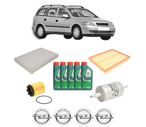 Set Pachet filtre revizie Bosch, 5 litrii ulei Castrol 10W40 OPEL ASTRA G Estate (T98) 2.2 16V (F35) din 2001-2004, 4x Stickere auto cu OPEL - Img 2