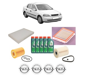Set Pachet filtre revizie Bosch, 5 litrii ulei Castrol 10W40 OPEL ASTRA G Saloon (T98) 1.7 CDTI (F69) din 2003-2009, 4x Stickere auto cu OPEL - Img 2