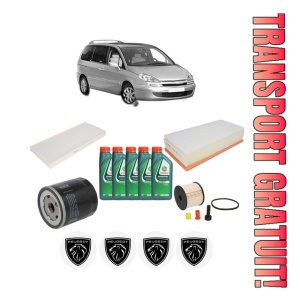 Set Pachet filtre revizie Bosch, 5 litrii ulei Castrol 10W40 PEUGEOT 807 (EB_) 2.0 HDi din 2004, 4x Stickere auto cu PEUGEOT
