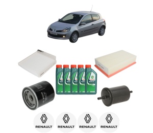 Set Pachet filtre revizie Bosch, 5 litrii ulei Castrol 10W40 RENAULT CLIO III (BR0/1, CR0/1) 2.0 16V (BR0C, BR0K, CR0C, CR0K) din 2006-2014, 4x Stickere auto cu RENAULT - Img 2