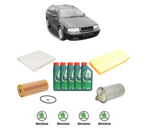 Set Pachet filtre revizie Bosch, 5 litrii ulei Castrol 10W40 SKODA Octavia I Estate Van (1U5) 1.9 TDI din 2000-2010, 4x Stickere auto cu SKODA - Img 2