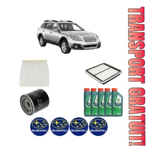 Set Pachet filtre revizie Bosch, 5 litrii ulei Castrol 10W40 SUBARU OUTBACK (BR) 2.5 i AWD (BR9) din 2009, 4x Stickere auto cu SUBARU