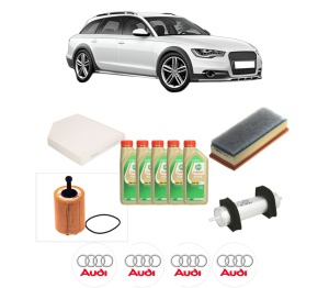 Set Pachet filtre revizie Bosch, 5 litrii ulei Castrol 5W30 AUDI A4 Allroad B8 (8KH) 2.0 TDI quattro din 2009-2016, 4x Stickere auto cu AUDI - Img 2