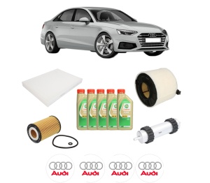 Set Pachet filtre revizie Bosch, 5 litrii ulei Castrol 5W30 AUDI A5 Sportback (F5A, F5F) 2.0 TDI din 2017-2020, 4x Stickere auto cu AUDI - Img 2