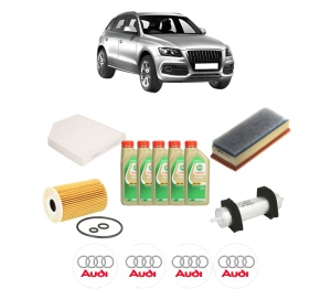 Set Pachet filtre revizie Bosch, 5 litrii ulei Castrol 5W30 AUDI Q5 (8RB) 2.0 TDI din 2010-2013, 4x Stickere auto cu AUDI - Img 2