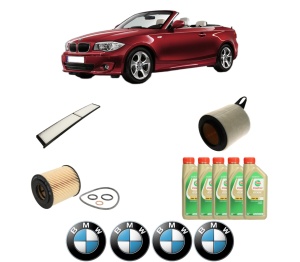 Set Pachet filtre revizie Bosch, 5 litrii ulei Castrol 5W30 BMW Seria 1 Convertible (E88) 118 i din 2008-2013, 4x Stickere auto cu BMW - Img 2
