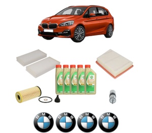 Set Pachet filtre revizie Bosch, 5 litrii ulei Castrol 5W30 BMW Seria 2 Gran Tourer Van (F46) 218 i din 2017, 4x Stickere auto cu BMW - Img 2