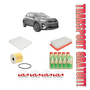 Set Pachet filtre revizie Bosch, 5 litrii ulei Castrol 5W30 KIA STONIC (YB) 1.6 CRDi din 2018, 4x Stickere auto cu KIA