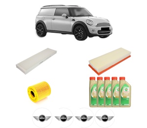 Set Pachet filtre revizie Bosch, 5 litrii ulei Castrol 5W30 MINI MINI CLUBVAN (R55) One din 2012-2014, 4x Stickere auto cu MINI - Img 2