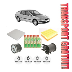 Set Pachet filtre revizie Bosch, 5 litrii ulei Castrol 5W30 RENAULT LAGUNA II (BG0/1_) 1.9 dCi din 2001-2007, 4x Stickere auto cu RENAULT