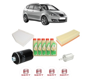 Set Pachet filtre revizie Bosch, 5 litrii ulei Castrol 5W30 SEAT ALTEA XL (5P5, 5P8) 1.8 TFSI din 2007-2015, 4x Stickere auto cu SEAT - Img 2