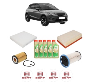 Set Pachet filtre revizie Bosch, 5 litrii ulei Castrol 5W30 SEAT ARONA (KJ7, KJP) 1.6 TDI din 2017, 4x Stickere auto cu SEAT - Img 2