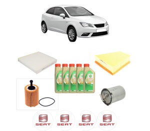 Set Pachet filtre revizie Bosch, 5 litrii ulei Castrol 5W30 SEAT IBIZA IV SC (6J1, 6P5) 1.4 TDI din 2008-2010, 4x Stickere auto cu SEAT - Img 2