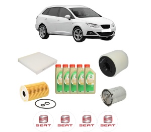 Set Pachet filtre revizie Bosch, 5 litrii ulei Castrol 5W30 SEAT IBIZA IV ST (6J8, 6P8) 1.6 TDI din 2010-2015, 4x Stickere auto cu SEAT - Img 2
