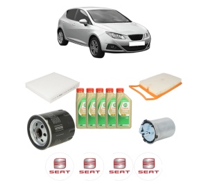 Set Pachet filtre revizie Bosch, 5 litrii ulei Castrol 5W30 SEAT IBIZA IV (6J5, 6P1) 1.4 TDI din 2015-2017, 4x Stickere auto cu SEAT - Img 2