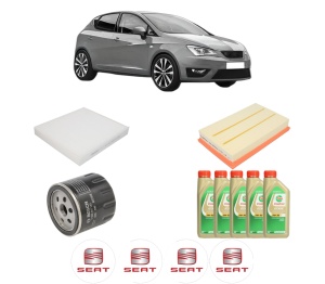 Set Pachet filtre revizie Bosch, 5 litrii ulei Castrol 5W30 SEAT IBIZA V (KJ1, KJG) 1.5 TSI din 2017, 4x Stickere auto cu SEAT - Img 2